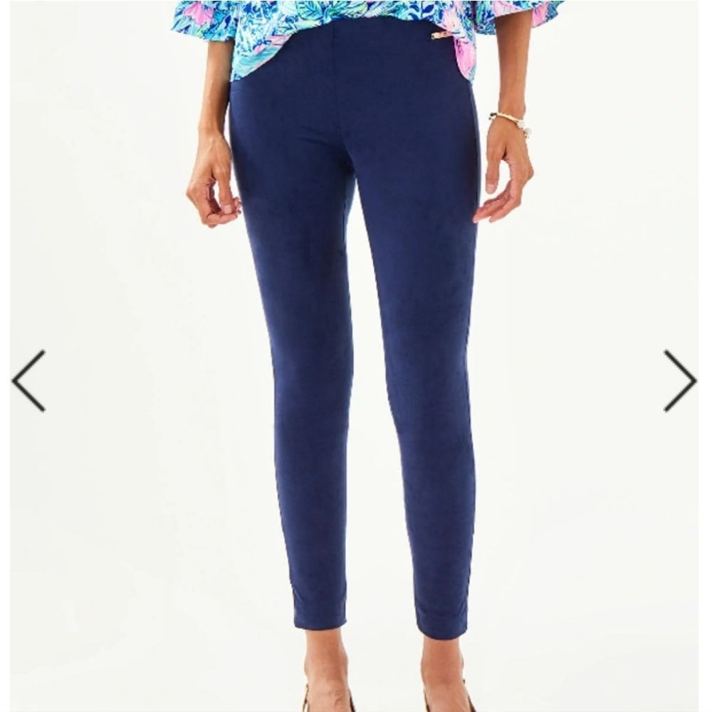 Lilly Pulitzer Anika High Rise Suede leggings True Navy Size 6 NWT